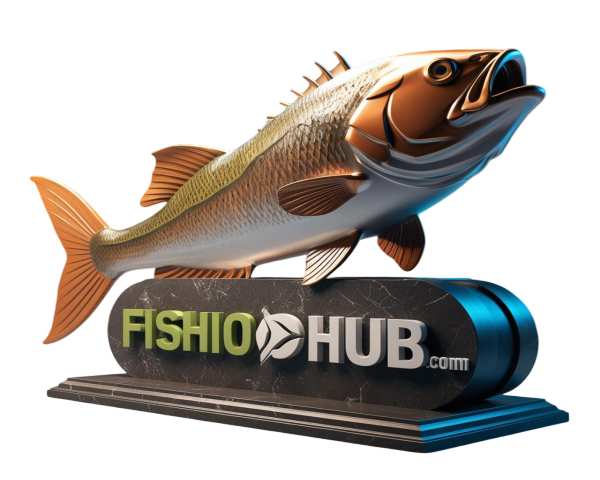 Happy angler holding a fish next to a home aquarium with shrimp and aquatic plants