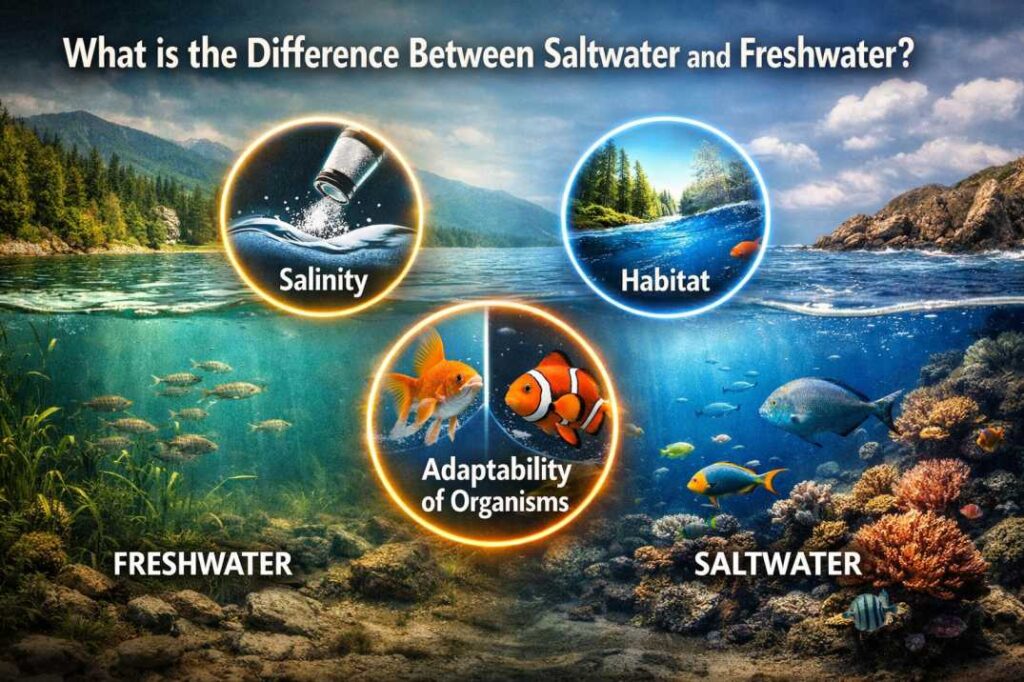 What is the difference between saltwater and freshwater?