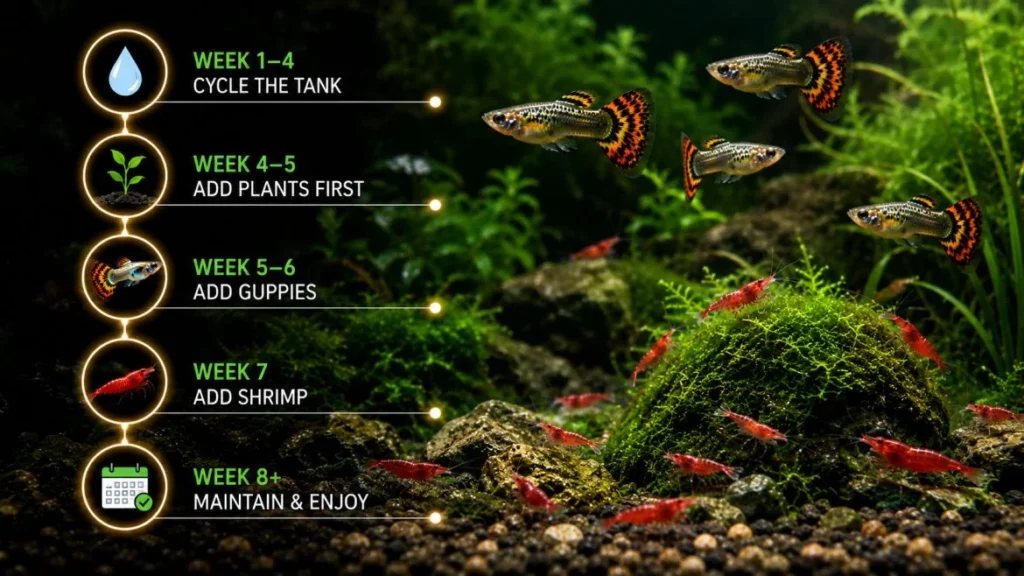 guppy and shrimp TANK setup