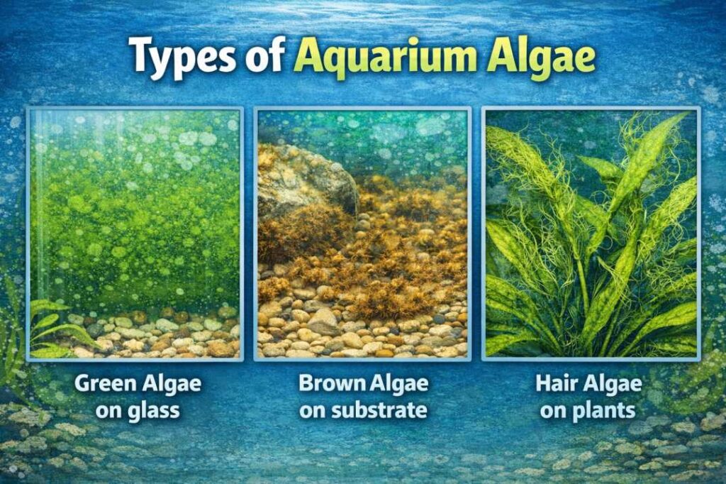 types of aquarium algae green brown hair algae

