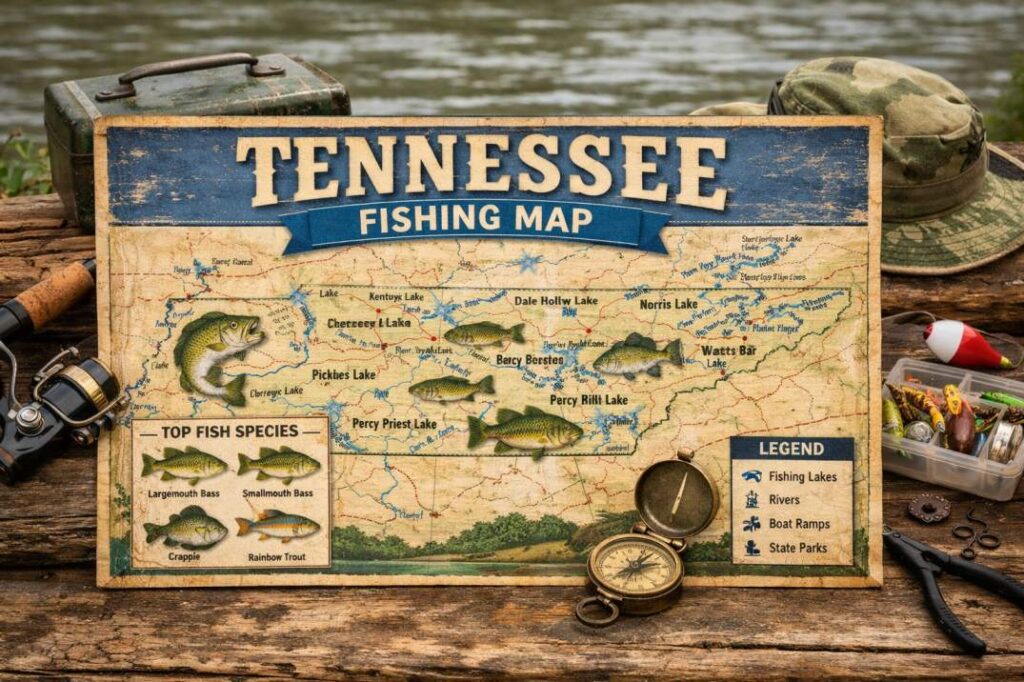 Best Striper Fishing in Tennessee Map