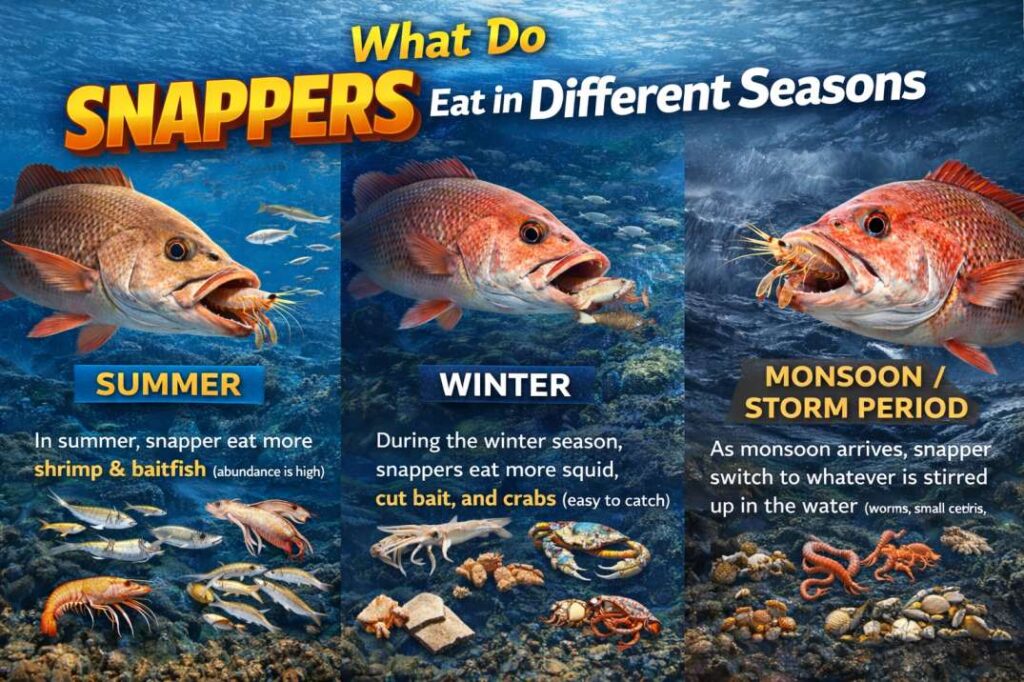 What do snappers eat in Different Seasons