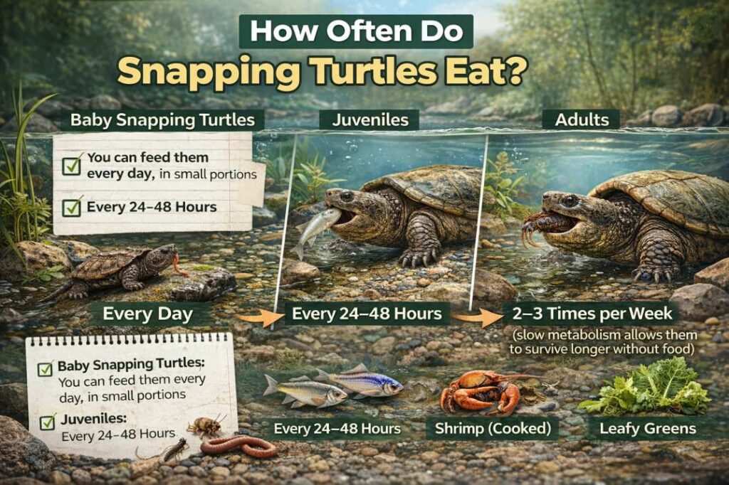 how often do snapping turtles eat