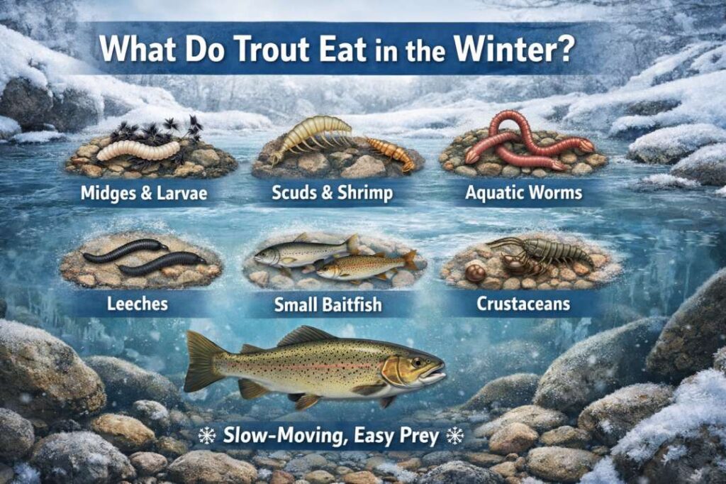 what do trout eat in the winter