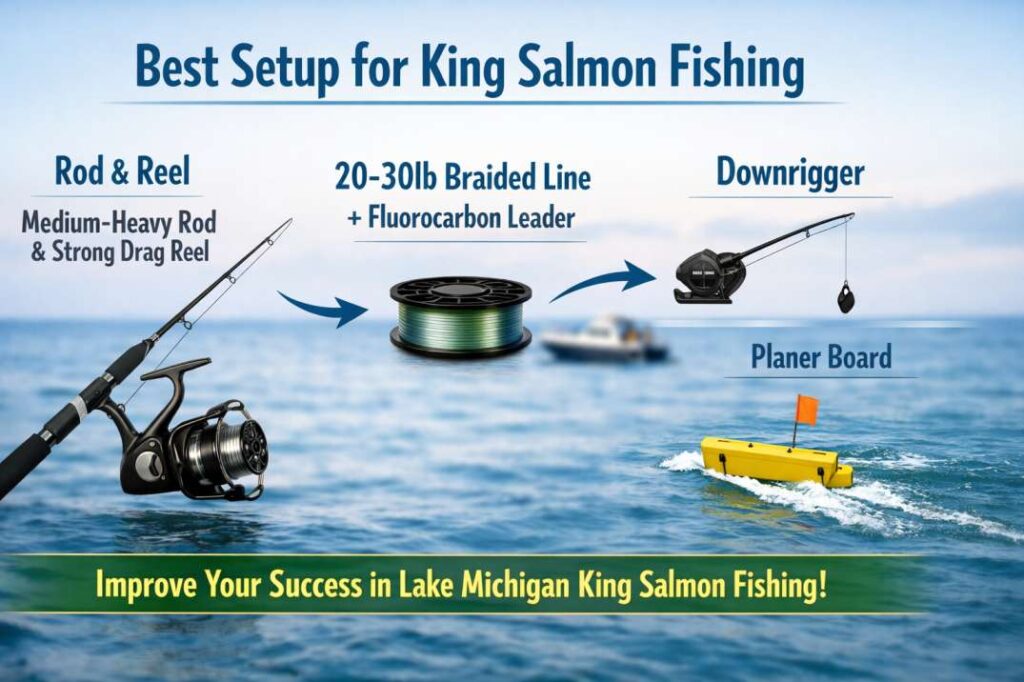 Best setup for lake michigan king salmon fishing
