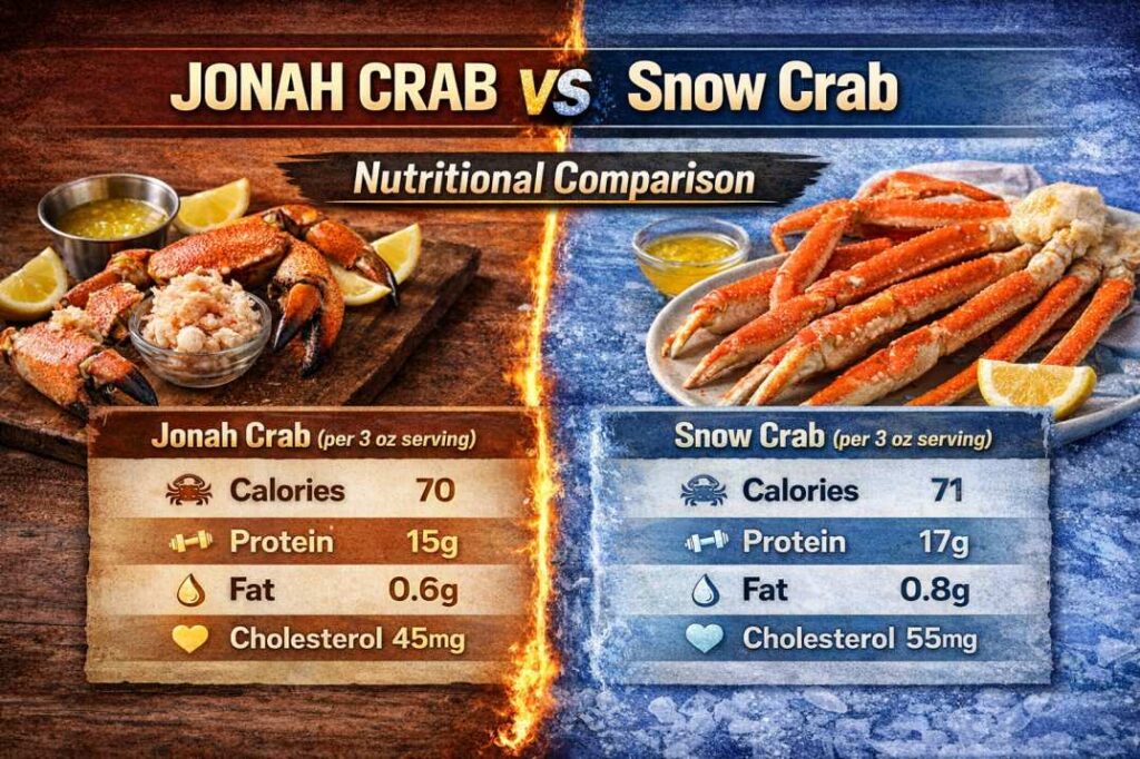 jonah crab vs snow crab nutrition facts 100g
