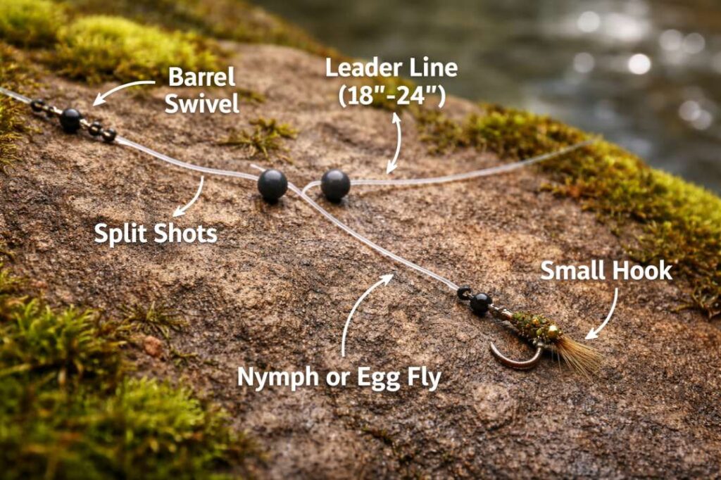 Split shot trout rig Setup