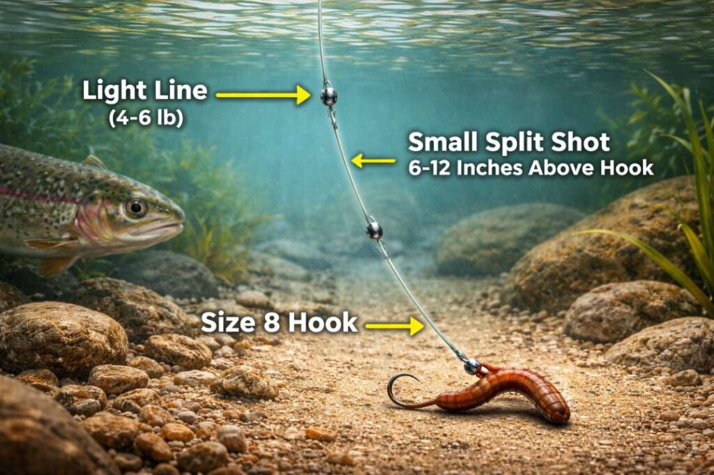 Split shot trout rig