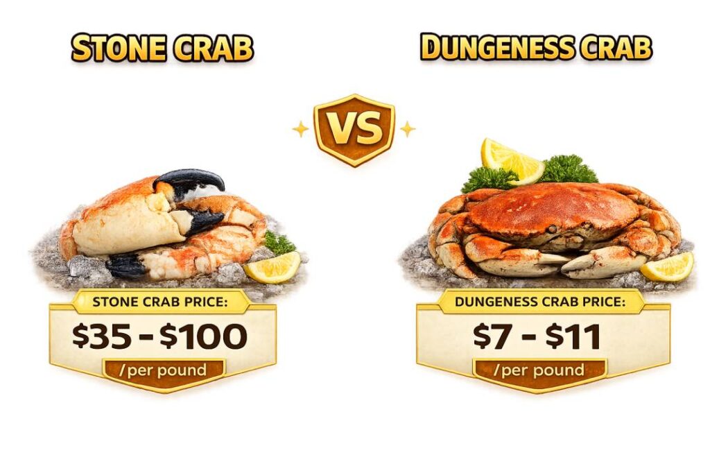 Stone crab vs dungeness crab Price