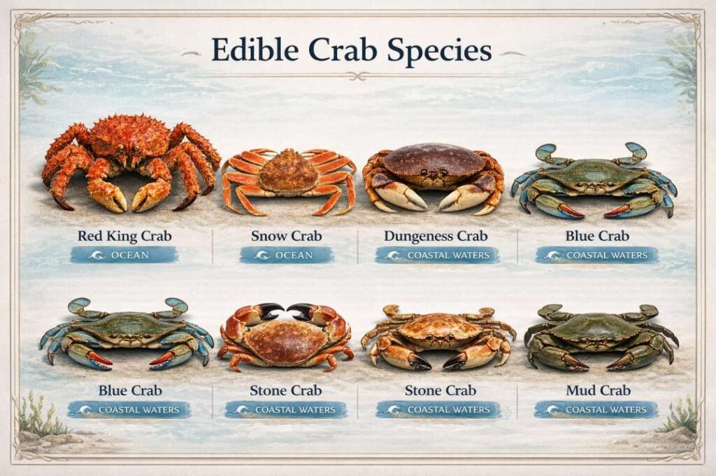 different types of crabs to eat