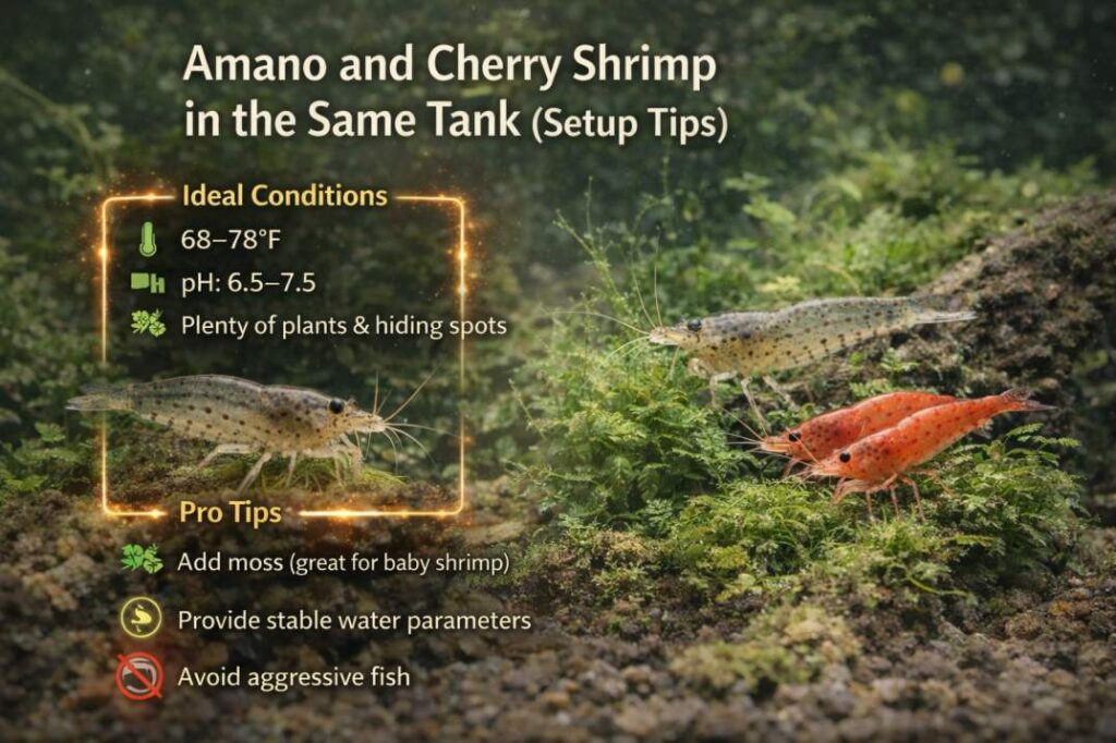 can amano shrimp and cherry shrimp live together