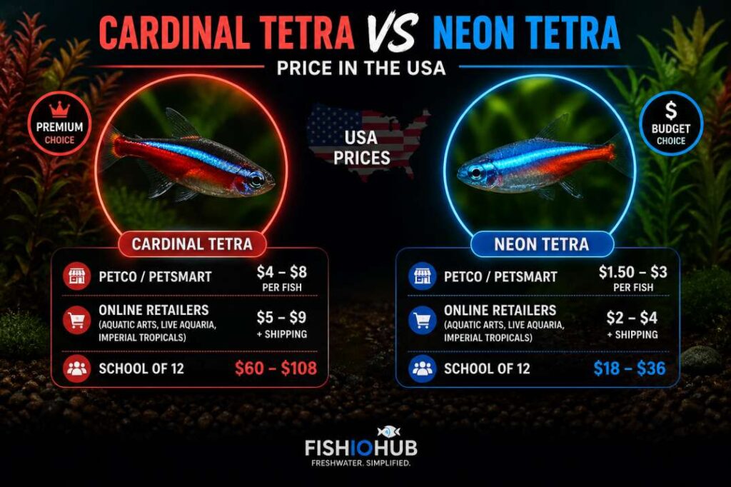 Cardinal Tetra vs Neon Tetra Price in the USA