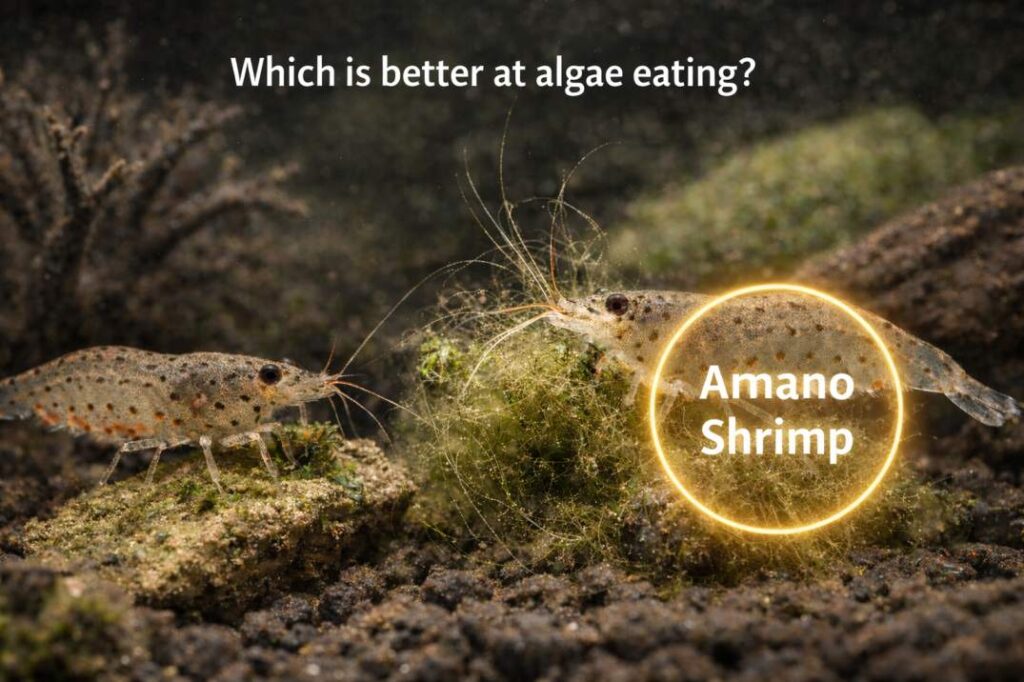 cherry vs amano shrimp, best algae eater
