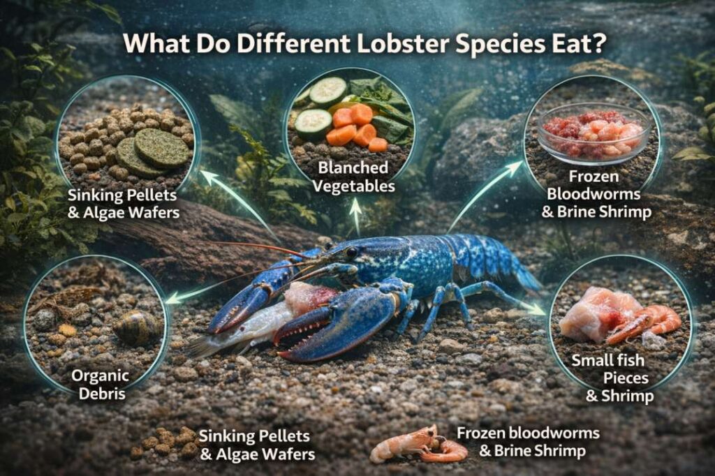 what do blue lobsters eat in a tank