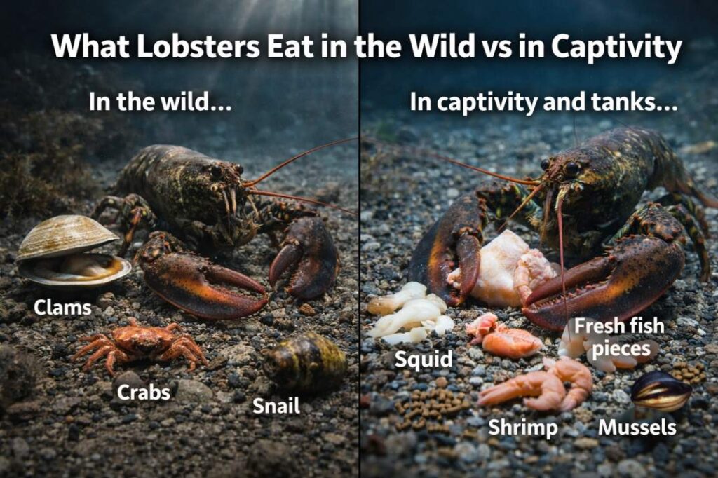 what do lobsters eat in the wild