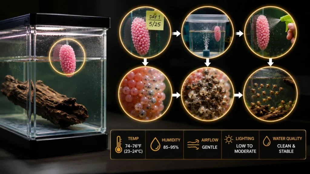 how to hatch mystery snail eggs?