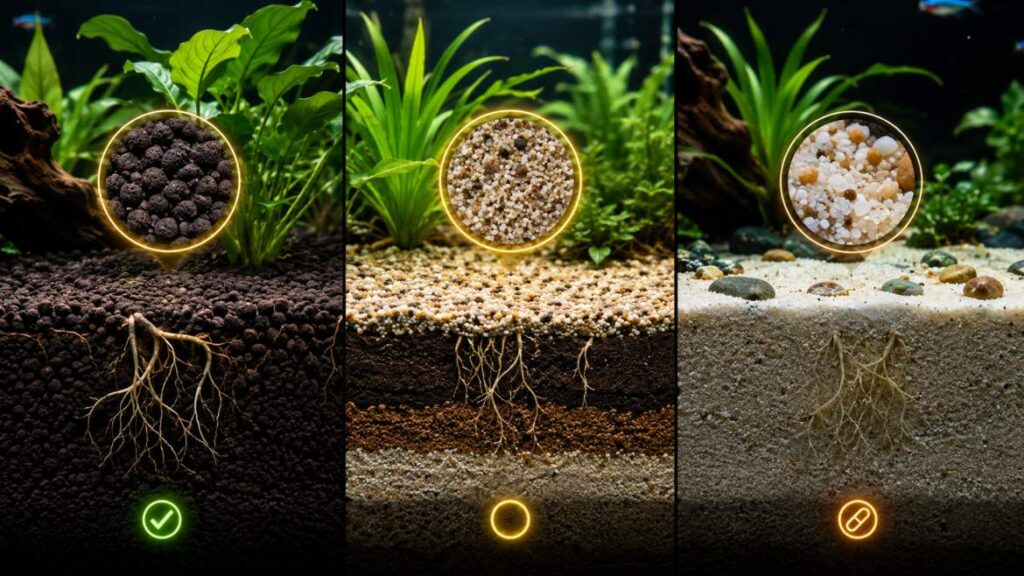 how to plant aquatic plants in aquarium- Substrate to add