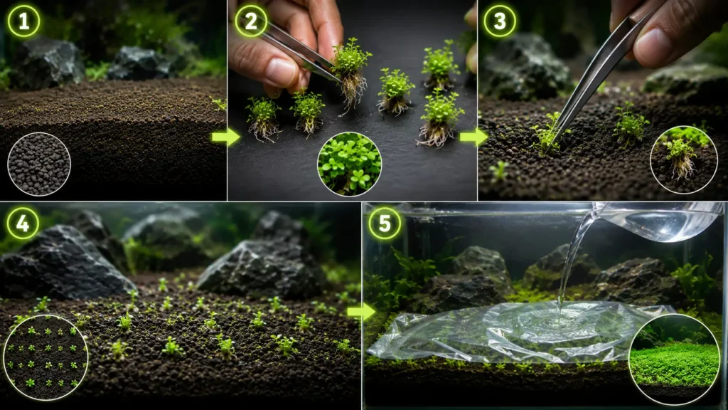 how to plant monte carlo aquarium plant