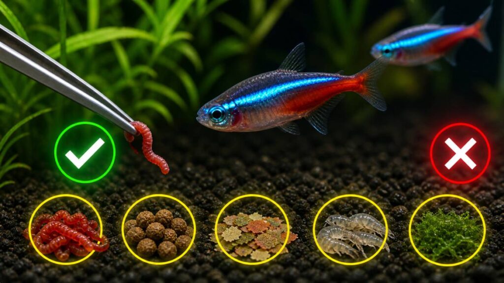 What to feed neon tetras in tank