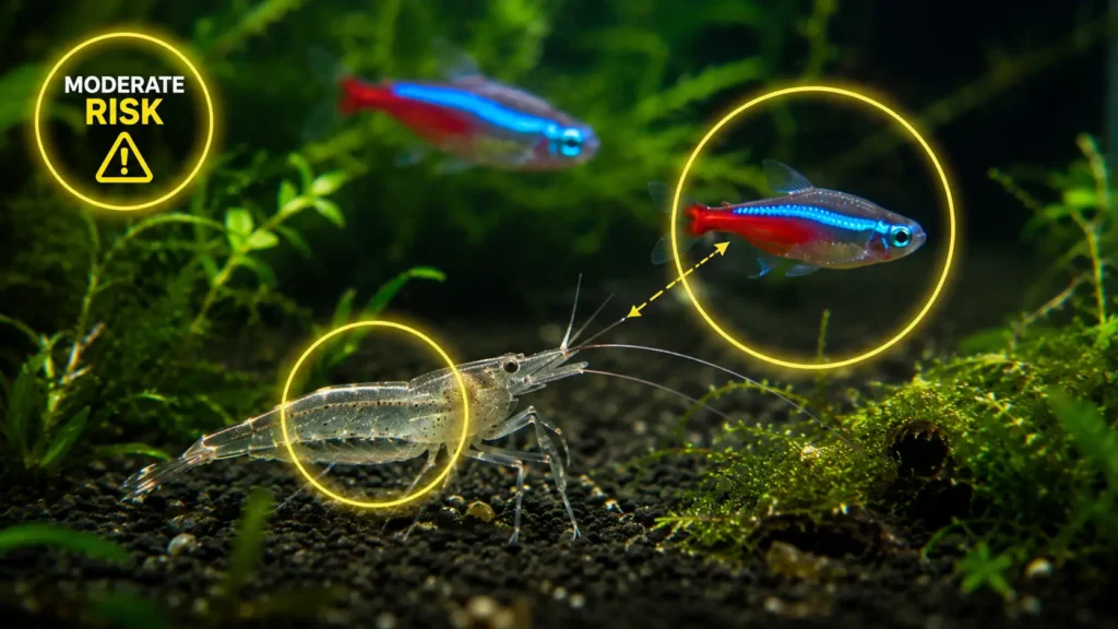 will neon tetras eat ghost shrimp?