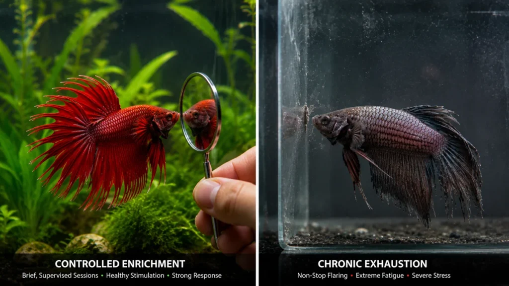 betta flaring at reflection