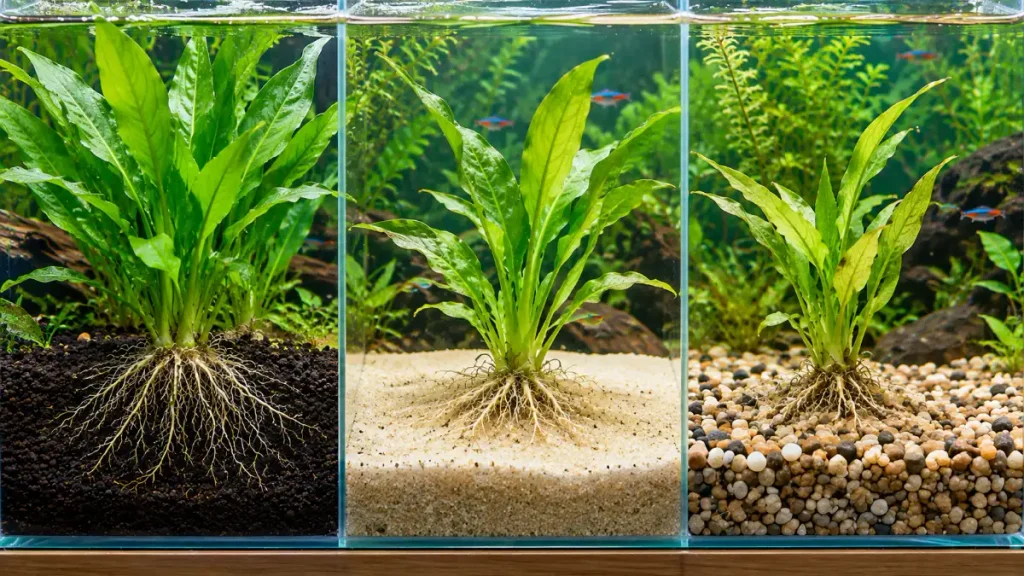 which is best, Aquasoil vs Sand vs Gravel for aquarium Plants?