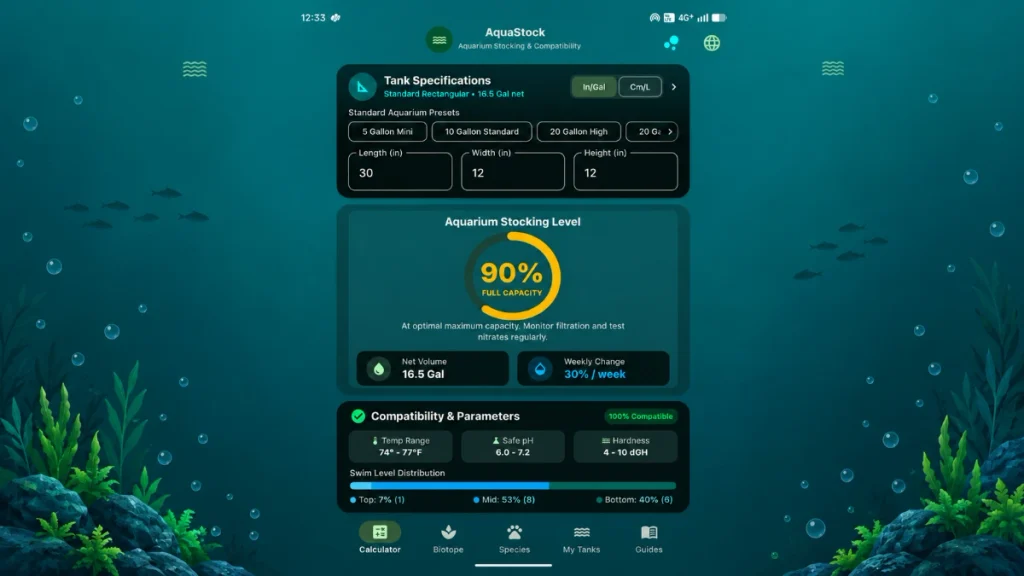 how to use the freshwater aquarium stocking calculator?