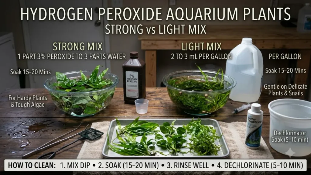 how to clean aquarium plants with hydrogen peroxide?